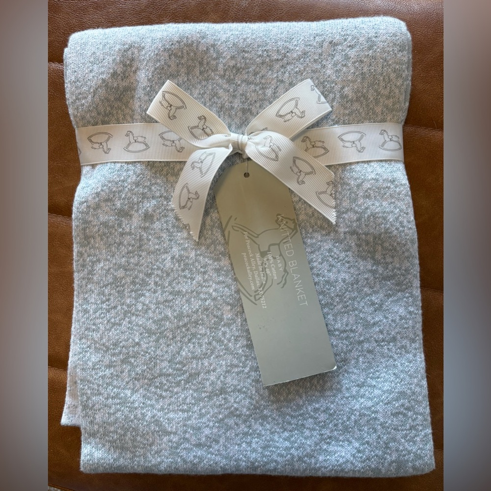 Peacock Alley Knitted Baby Blue Aqua Confetti Baby Blanket